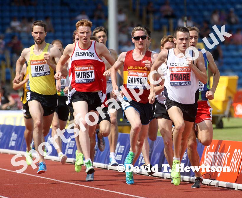 Phil Hurst (Elswick) up with the leaders with a lap to go in the 1500 metres.